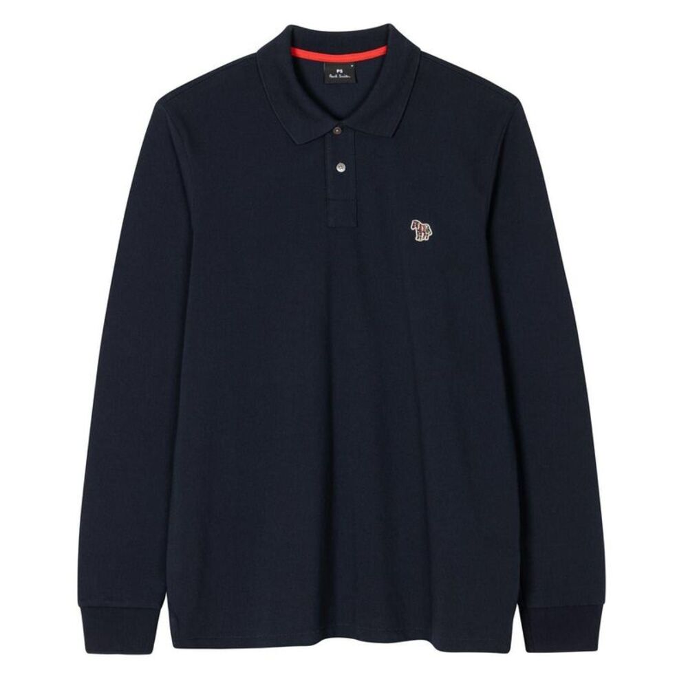 Paul Smith Mens Zebra Long-Sleeved Polo Shirt / Navy
